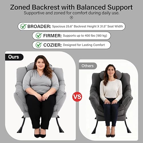 Miniatura 3 de Silla Lazy con otomana, moderna silla decorativa con almohada lumbar, sillas cómodas con reposapiés plegable para dormitorio, lectura, sillas de