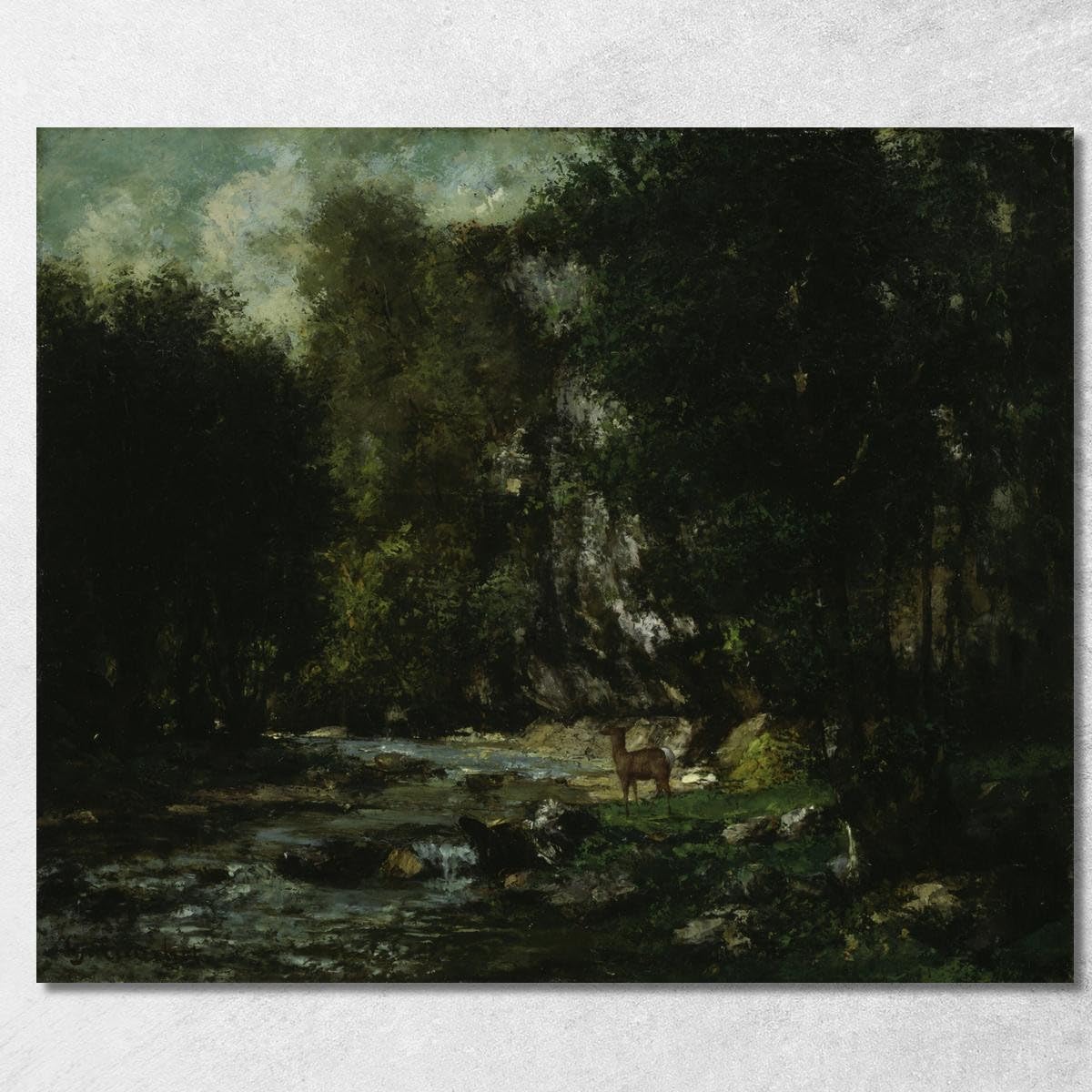 Toile Fine Art Le Ruisseau des Puits-Noir Courbet encadrée haute qualité 125x100