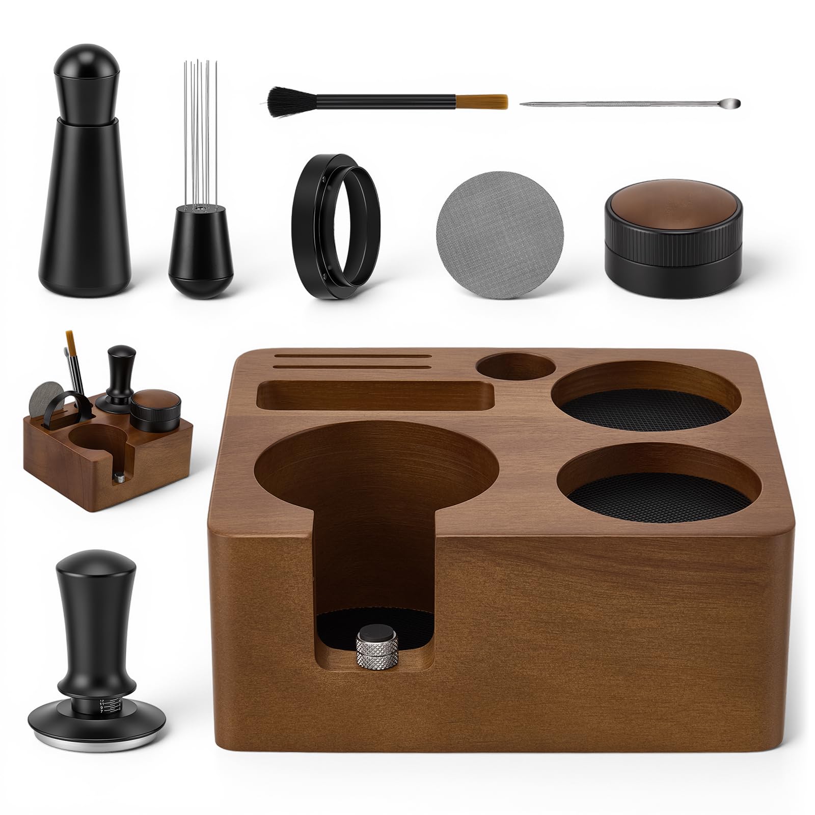 Kit Barista 9 Piezas, Tamper de Café de 51mm, Accesorios de Espresso | Barista Accesorios Cafetera con Tamper, Distribuidor, WDT Tool, para Máquina Espresso Portafiltro