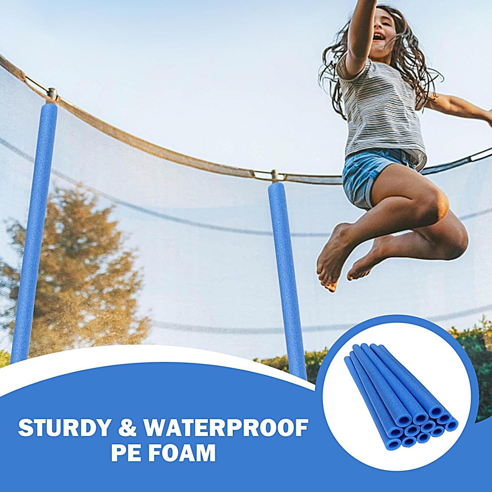 Trampoline Pipe Poles, Trampoline Pole Covers, Trampoline Replacement Sleeves Prevent Hitting, Trampoline Tubing Protective Accessories, 12 Pack