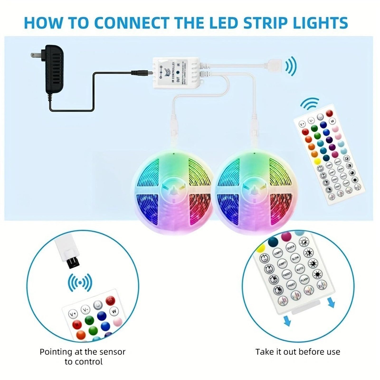 Tira de luz LED, tira de luz LED de ambiente autoadhesiva, tira de luz LED cortable con control remoto de aplicación inteligente para decoración de habitaciones,25M