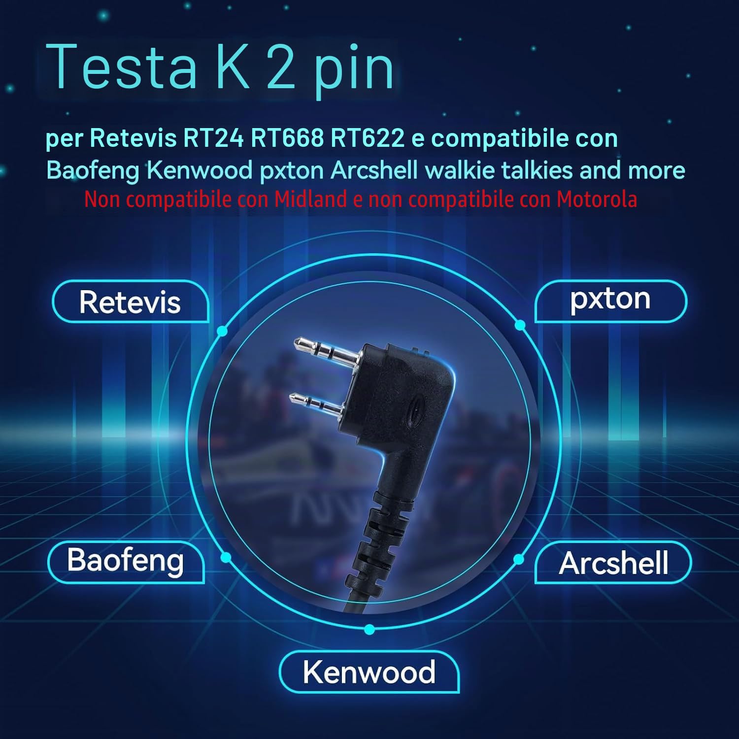Retevis EHK012 - Cuffie radio bidirezionali con microfono, riduzione del rumore, regolazione del volume della testa, per Retevis RT22 RT68 RT21 H-777, compatibili con Baofeng UV-5R F8HP Walkie Talkie,