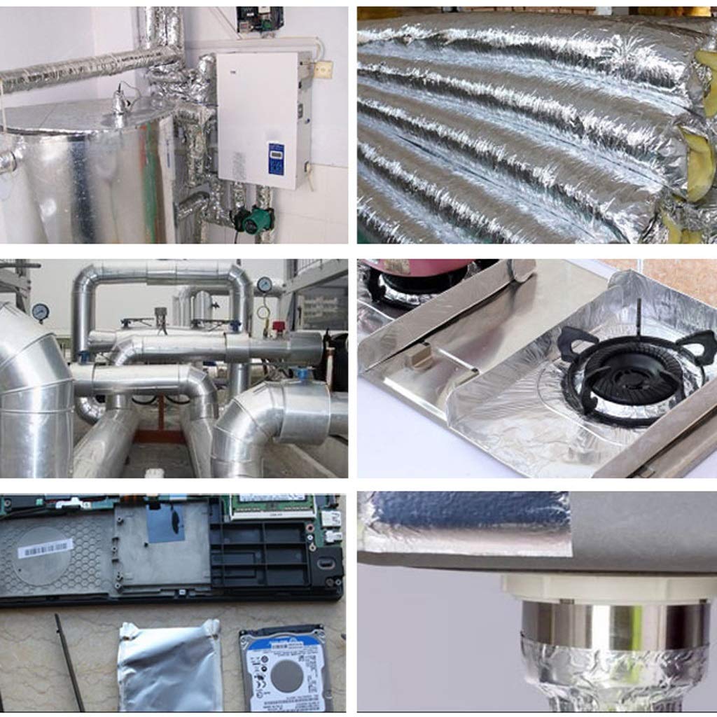 Taśma biurowa samoprzylepna z folii aluminiowej - Odporna na ciepło aluminiowa taśma uszczelniająca izolacyjna Zagęszczona w wysokich temperaturach Wodoodporna wychwytująca Folia(0.15MM x 150mm x 20m)