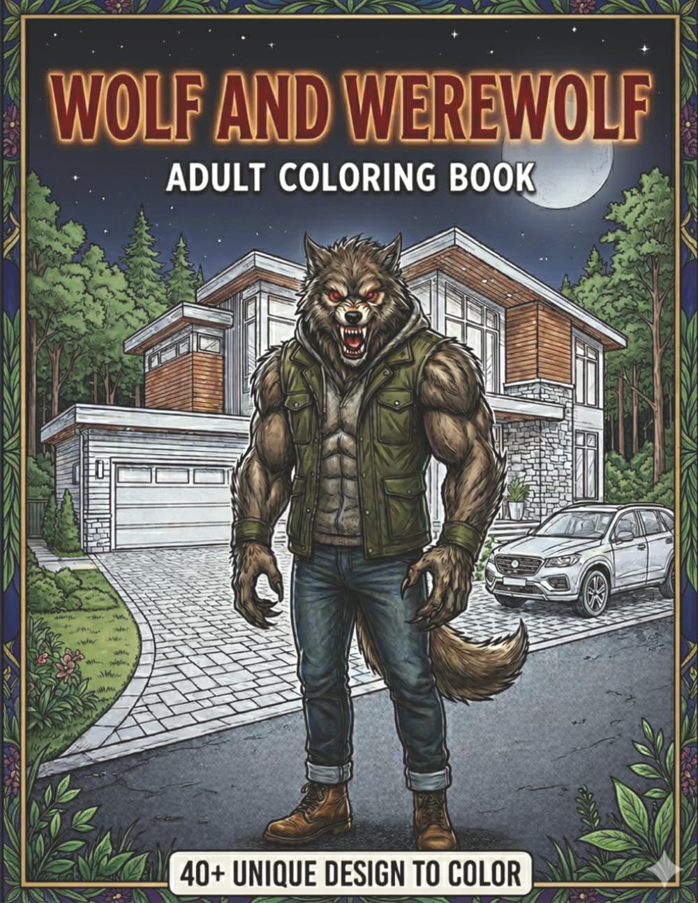 Wolf and werewolf coloring book: 40+ Unique Designs to Color for Adults - A Dark Fantasy Coloring Book with Wolves, Werewolves, and Mythical Wilderness Scenes (Coloring Books for Adults)