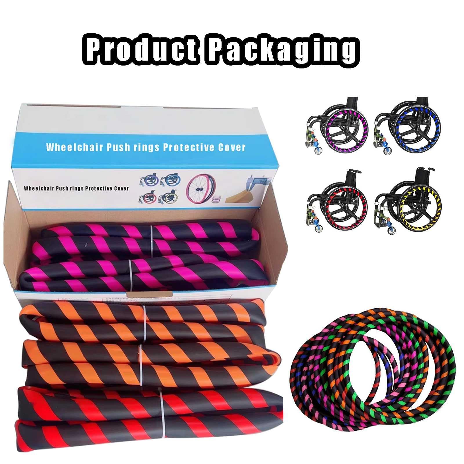 K, 24 Pulgadas, 1 par de Fundas para Silla de Ruedas, Cubiertas de Silicona Antideslizantes para llanta de Empuje de Silla de Ruedas de 20, 22 y 24 Pulgadas, Cubierta Protectora re