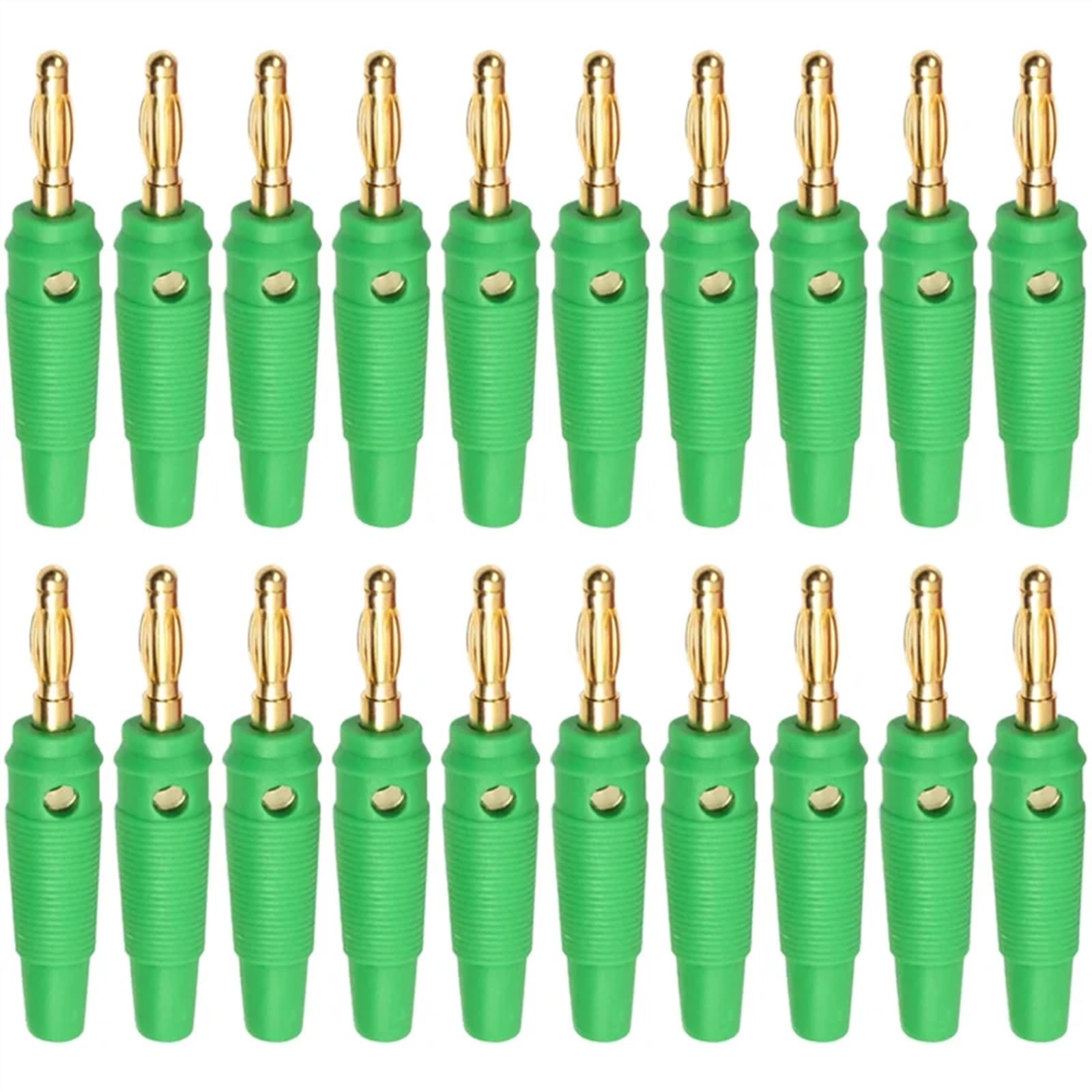 20 Piezas Conectores Banana de 4mm, Cobre Puro, Chapado en Oro, Cable de Altavoz Musical, Pin, Conectores Enchufe Banana(Green 20Pcs)