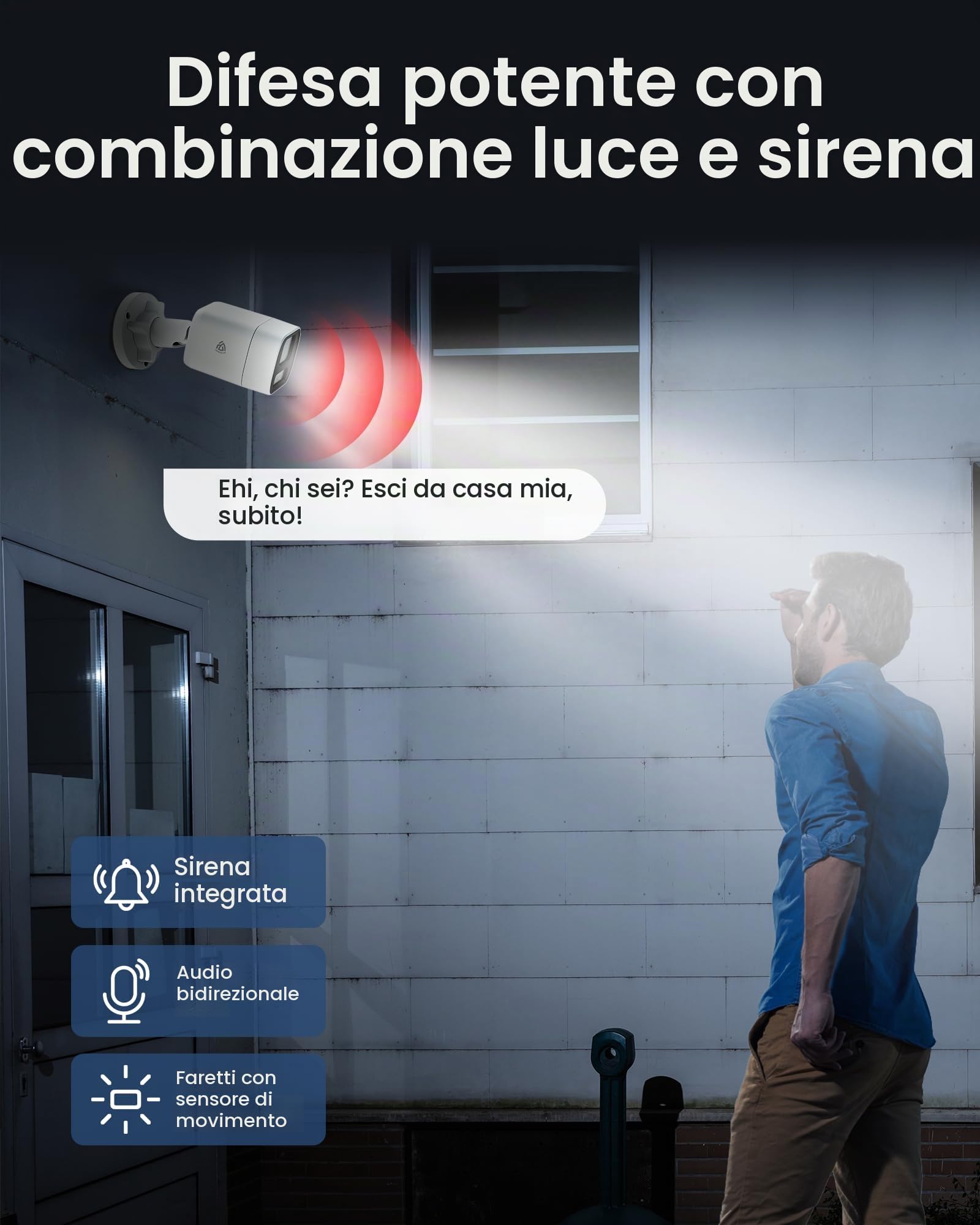 5MP PoE Kit Videosorveglianza Esterno, 4K NVR 8CH 2TB + 4x 5MP Telecamere, Rilevamento Intelligente di Uomo/Veicolo, Audio Bidirezionale, Visione Notturna a Colori 30m, Registrazione 24/7