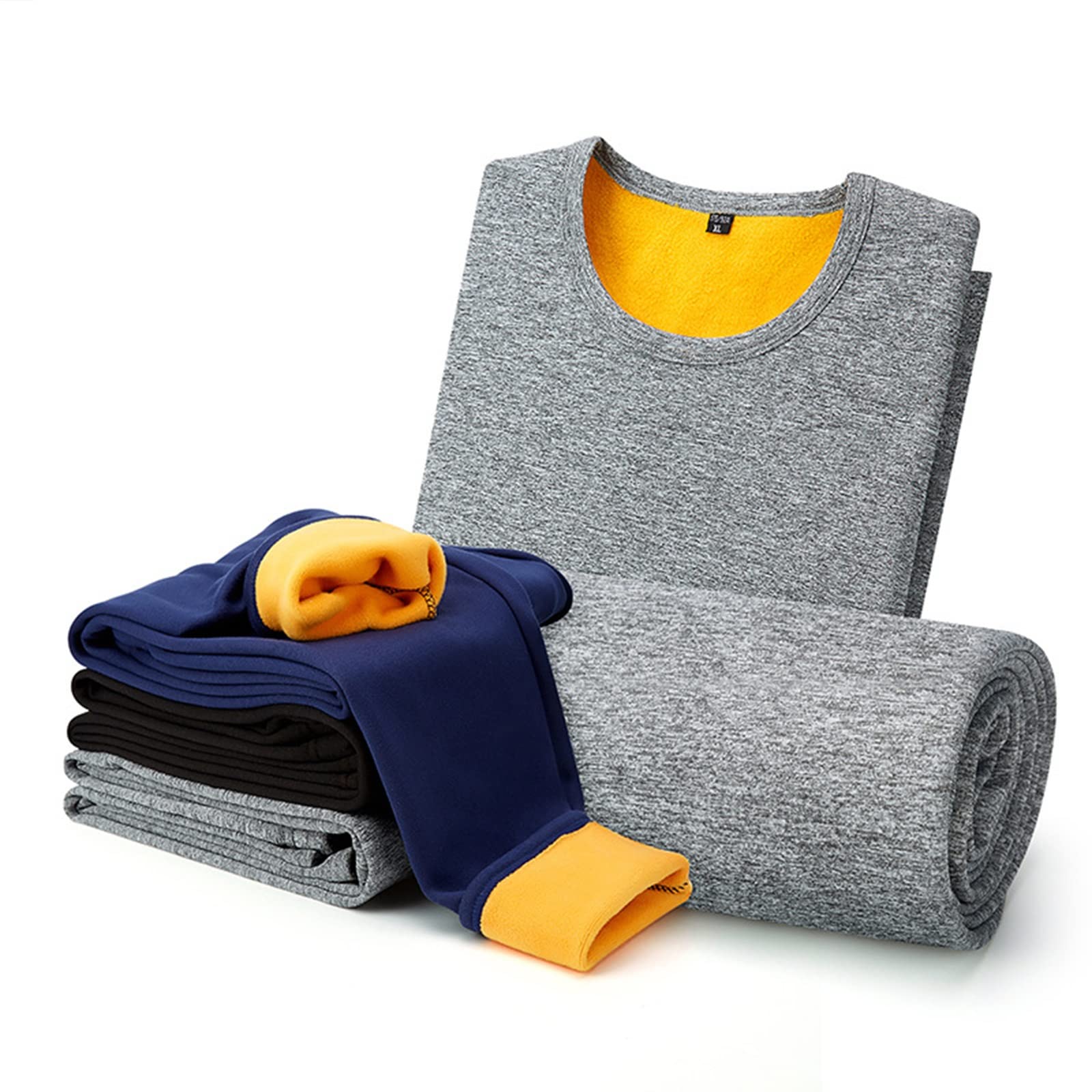 Plus Size Mens Thicker Thermal Underwear Set, Long Johns Thermal Underwear for Men, with Fleece Lined, for Cold Weather
