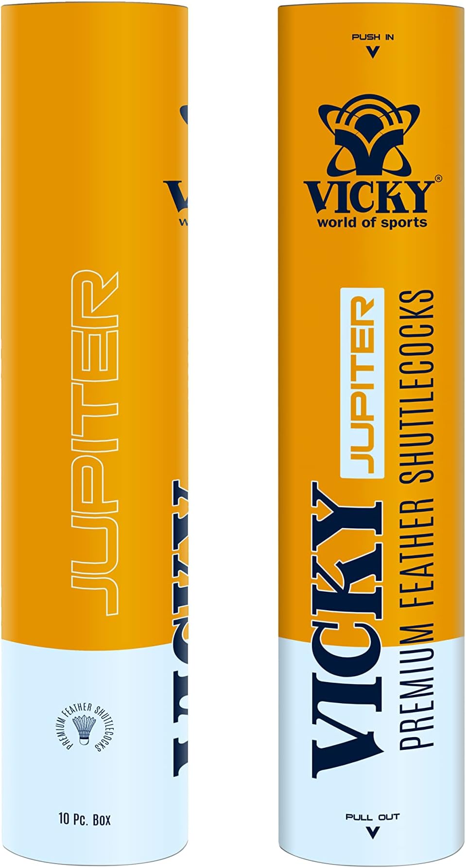 Vicky Jupiter Feather Shuttlecock Ideal for Friendly Matches, Competitions, Gifting, Regular Sports, Practising & Entertainment- White (Pack of 10)