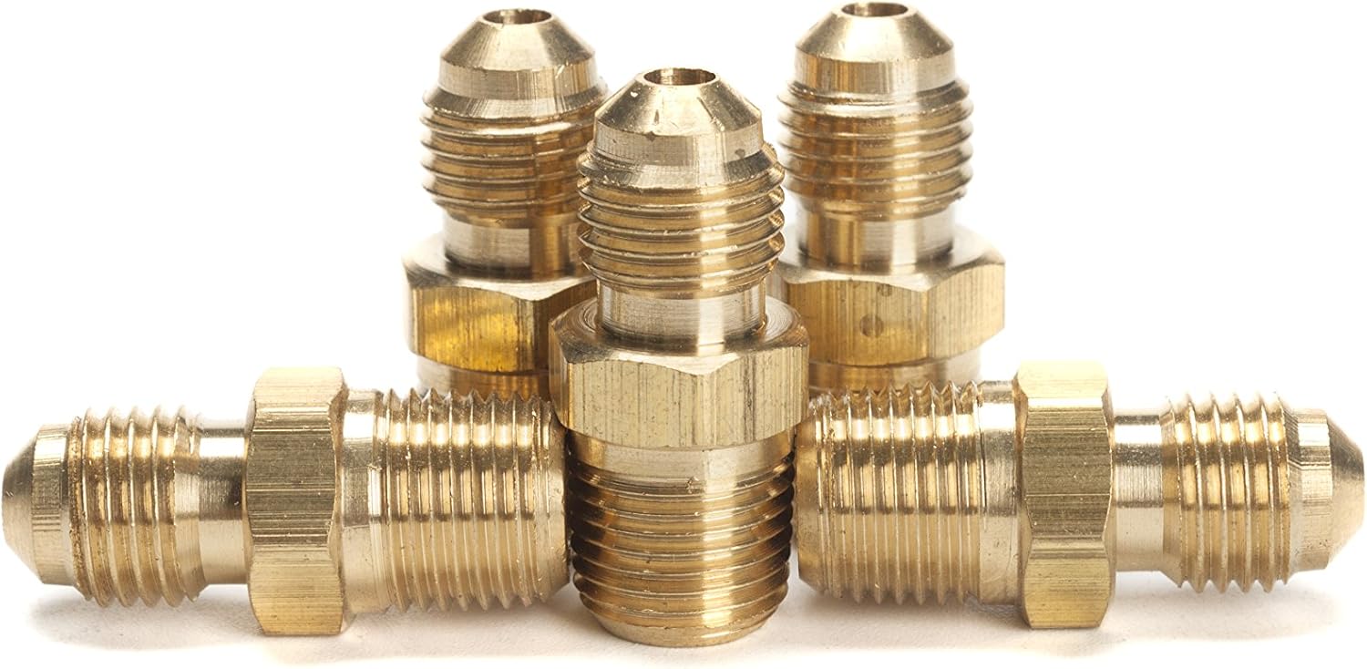 LTWFITTING Brass 45 Degree Flare 3/16" OD x 1/8" Male NPT Connector Tube Fitting(pack of 5)