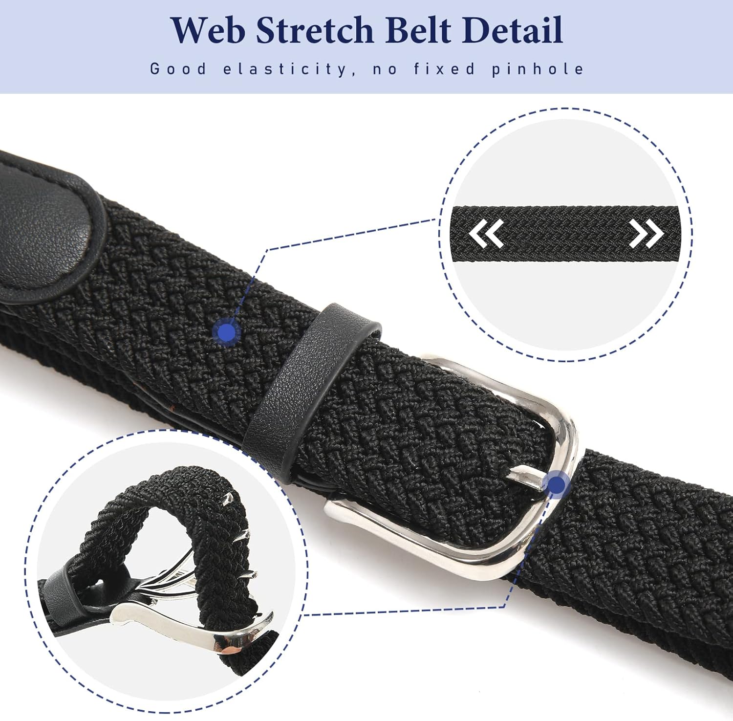 Kajeer Kids Belts for Boys & Girls - 2PCS Woven Elastic Golf Baseball Belt - Braided Stretch Belt for Casual School Uniform - Image 2