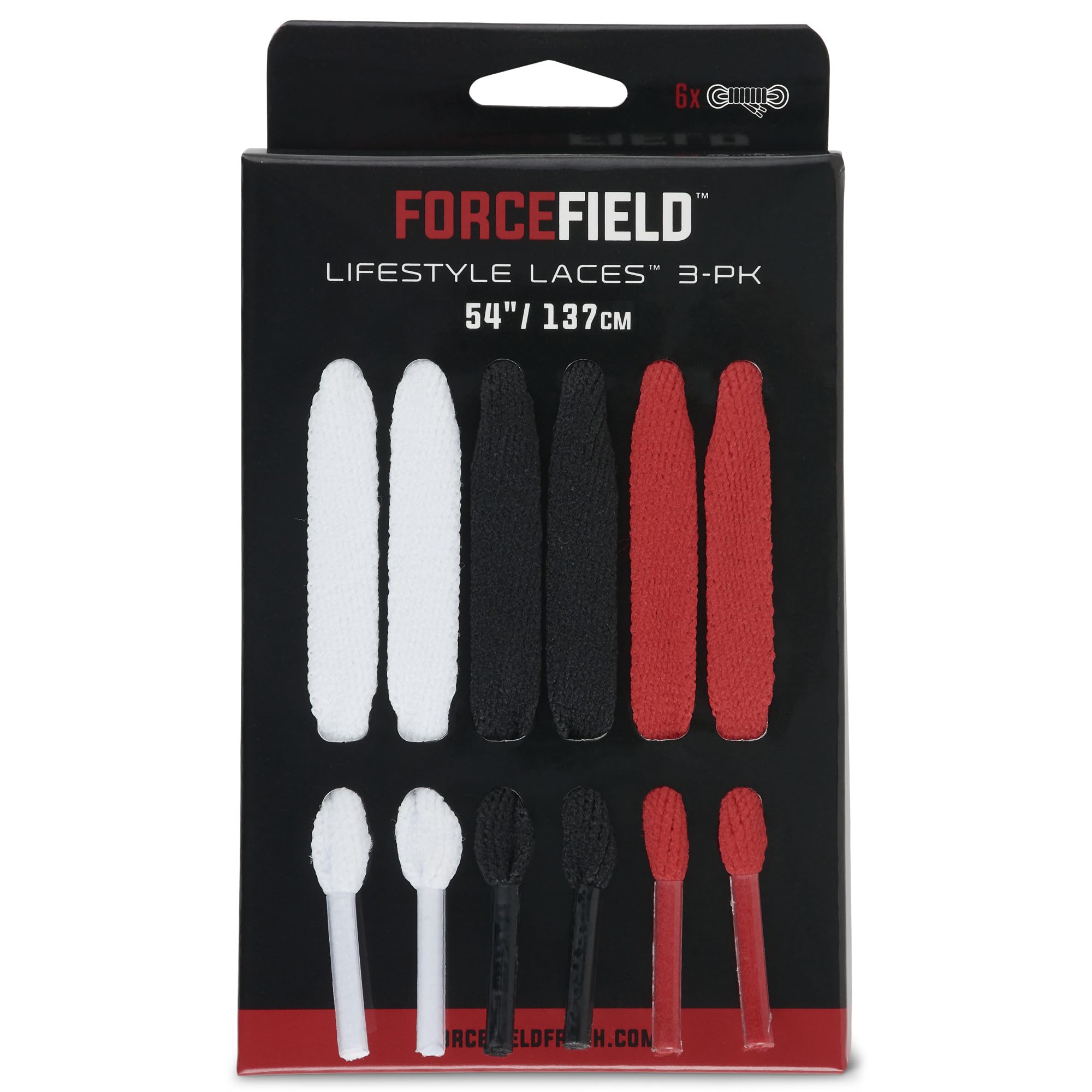 Lacets de rechange pour baskets ForceField 54 pouces pack de 3 couleurs - 3