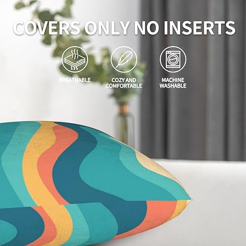 Miniatura 3 de Juego de 2 fundas de almohada bohemias de 18 x 18 pulgadas, fundas de almohada bohemias onduladas suaves con ondas de arco iris, fundas de cojín