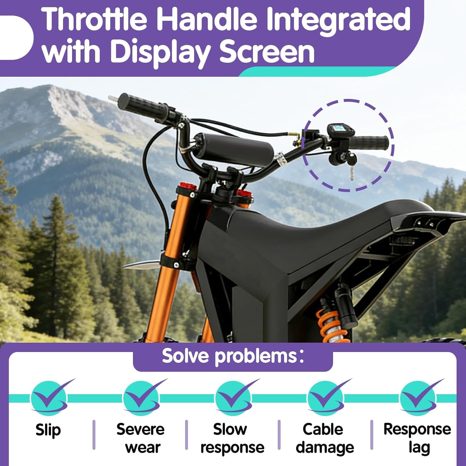 48V Throttle Integrated Display with M Button Compatible with Tutto Tutti Soleil 01 Electric Dirt Bike, Note This Button (with M) is Not Compatible with The One (Without M)