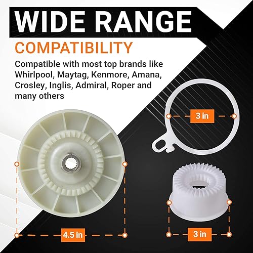 Vista 2 de W10721967 Kit de embrague de polea W10006384 correa de transmisión W10528947 cubo de cesta de BlueStars – Compatible con lavadoras Whirlpool Kenmore
