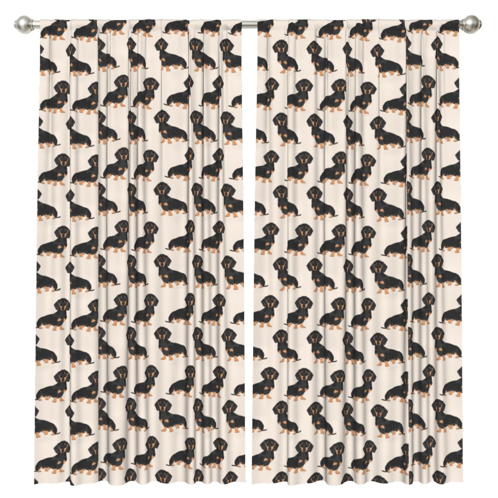 InOmak Sausage Dog, 2 Panels Window Curtains 52 x 84 Inch Blackout Curtains for Living Room Bedroom