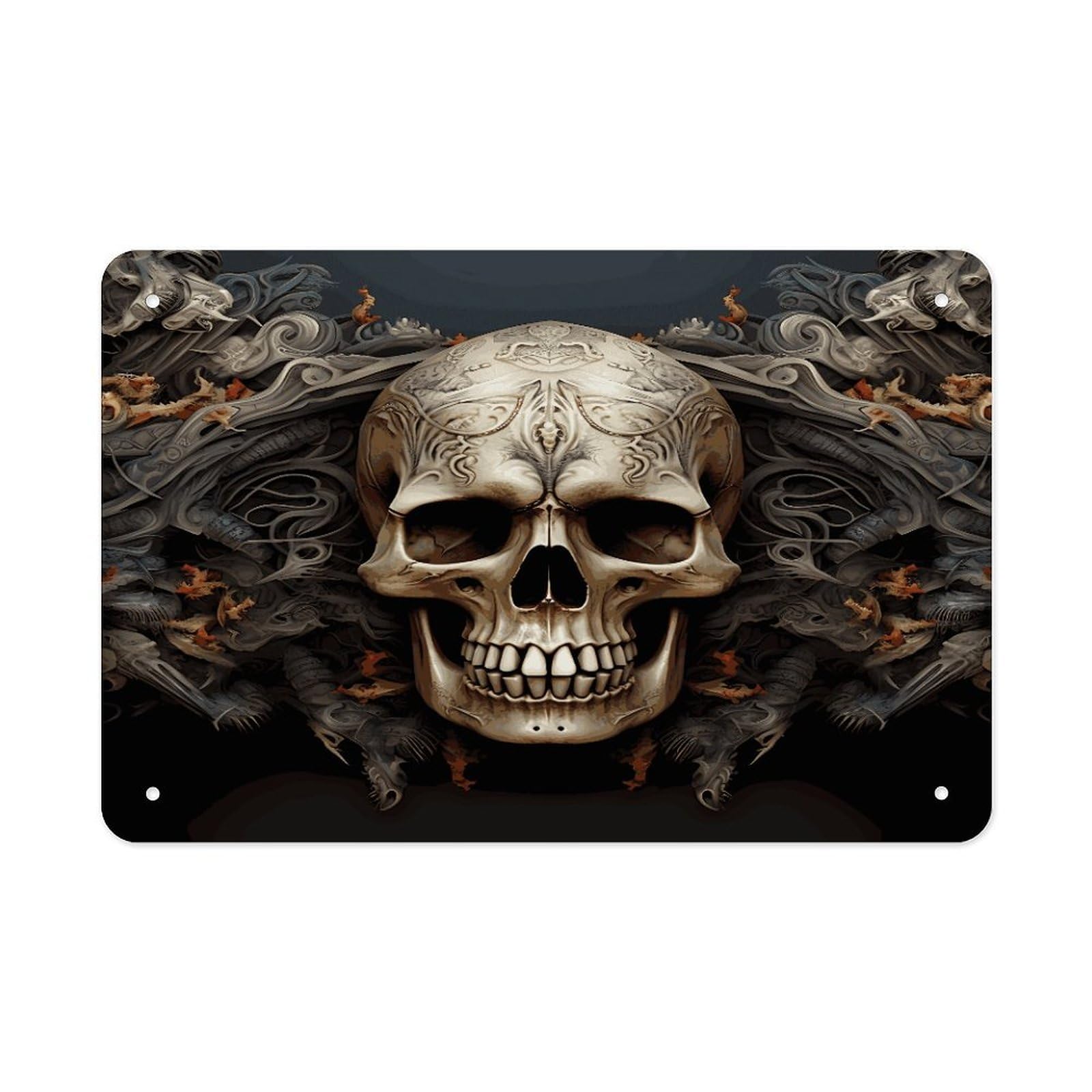 LDGSUPH Skulls Metal Tin Sign Wall Art Prints Folded Edge Iron Sheet Painting with Holes for Wall Prints Decorative Picture Metal Signboard Decor Painting Wall Decor