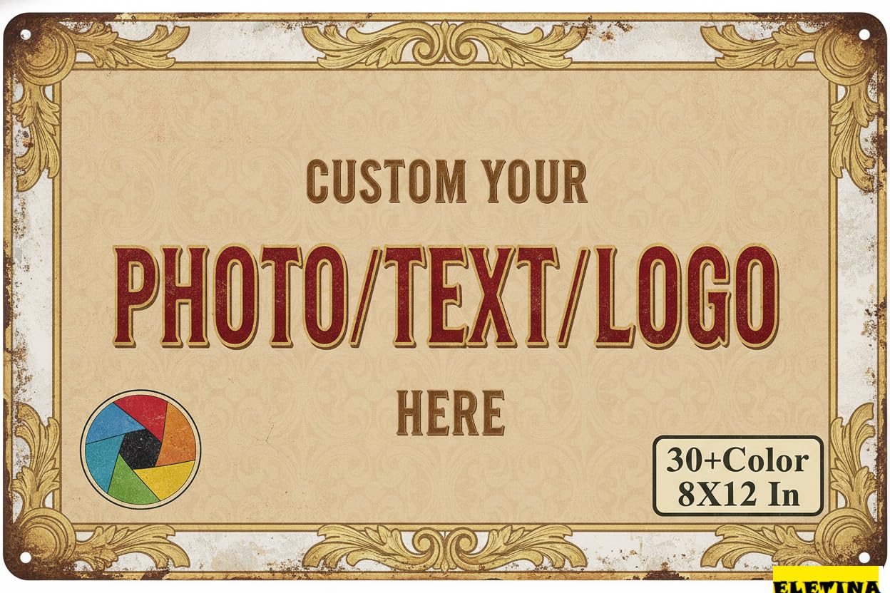 Personalized Sign for Man Cave Custom S, Personalized Aluminum With Your Photo Text Logo Office, Business, Workplace, Office, Home, Delivery S, 8x12 Inch Private Property Decorative