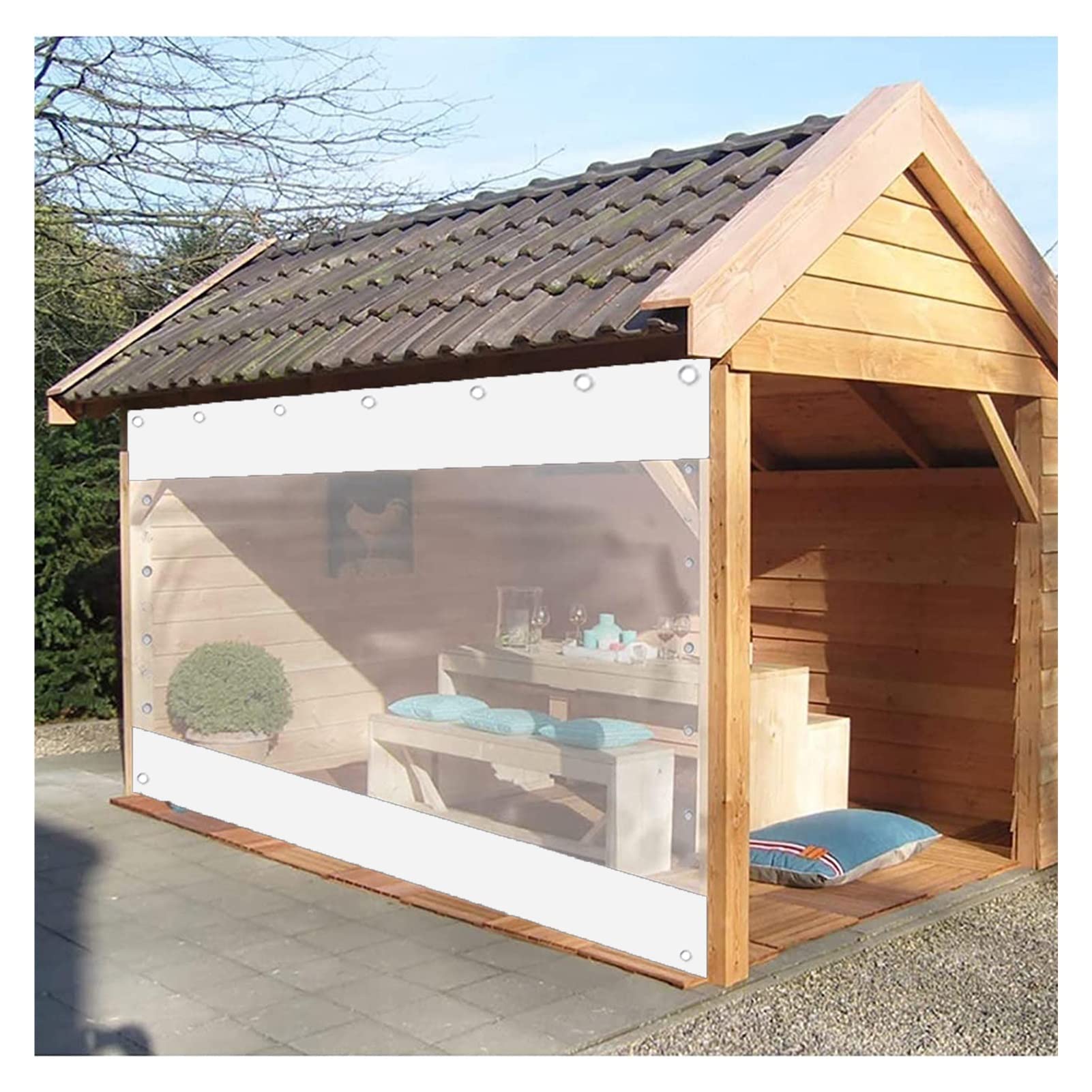 CLXRZM Tenda Pannelli Laterali Trasparente PVC, All'aperto Impermeabile Vinile Teloni, Robusto Pannello con Occhielli per Terrazza Esterno Pergola Portico, 3X2.5M