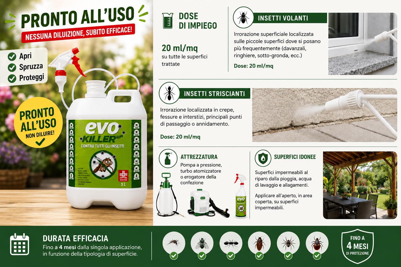 INSETTICIDA ANTIPARASSITARIO PRONTO ALL'USO LT.5