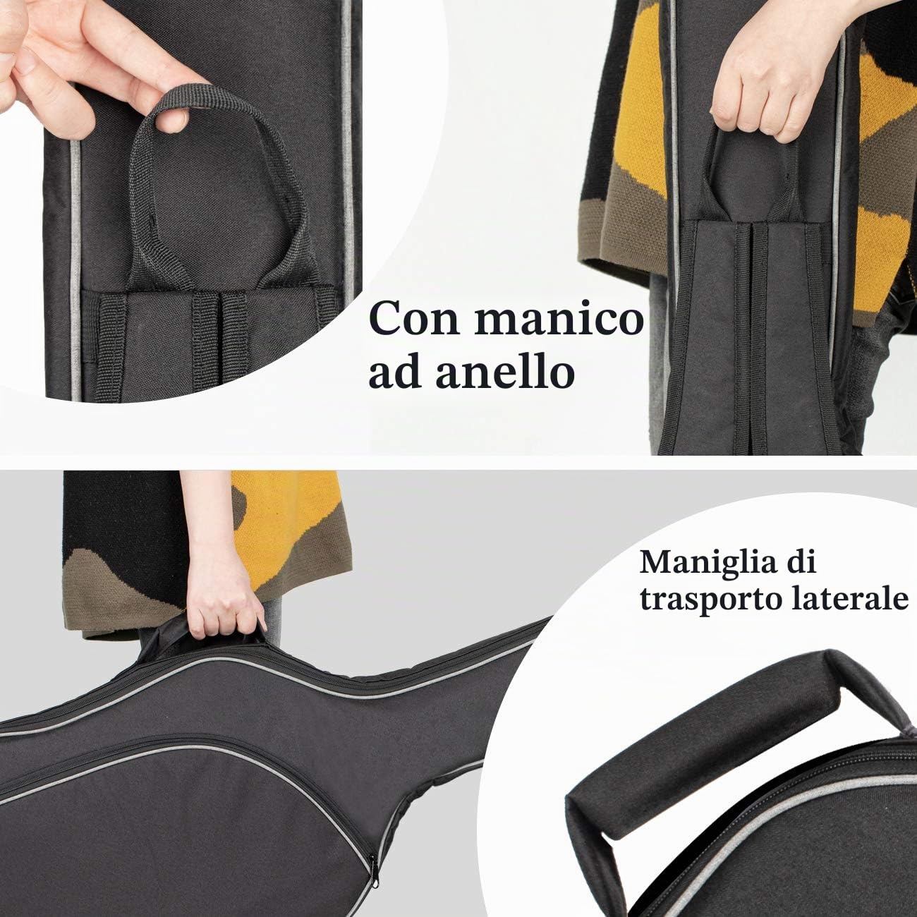 CAHAYA Borsa per Basso Elettrico Elettrico: Custodia per Basso con Imbottitura di 8mm Borse per Basso di 43 Pollici con Ampia Tasca Frontale per Spartiti o Libri Musicali Nero