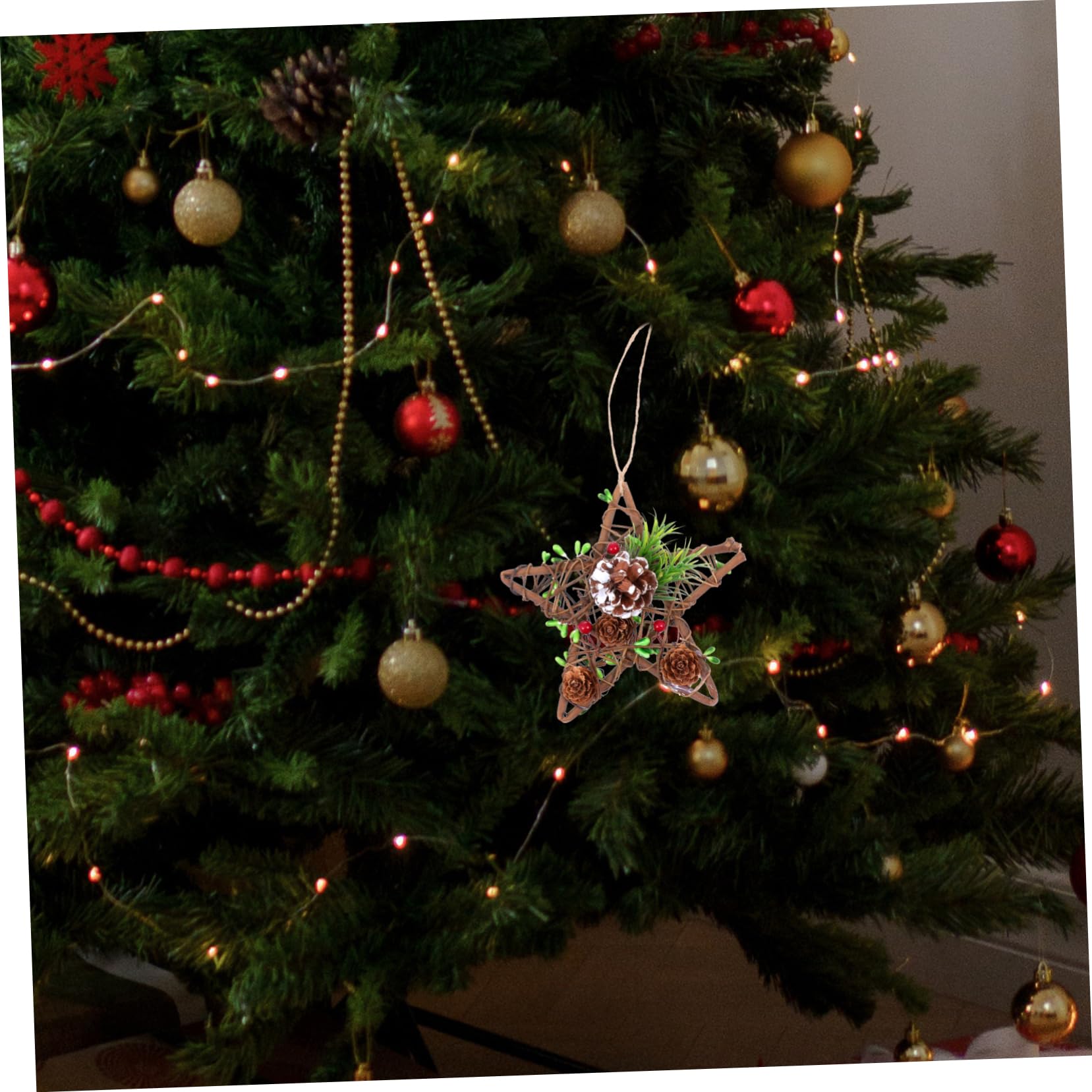 Amosfun 5 Piezas Adornos De Navidad Colgante Felpa Árbol Adornos Navideños Guirnalda Oro Decoraciones Adornos para Arboles De Navidad Home Decoracion De Madera Coffee