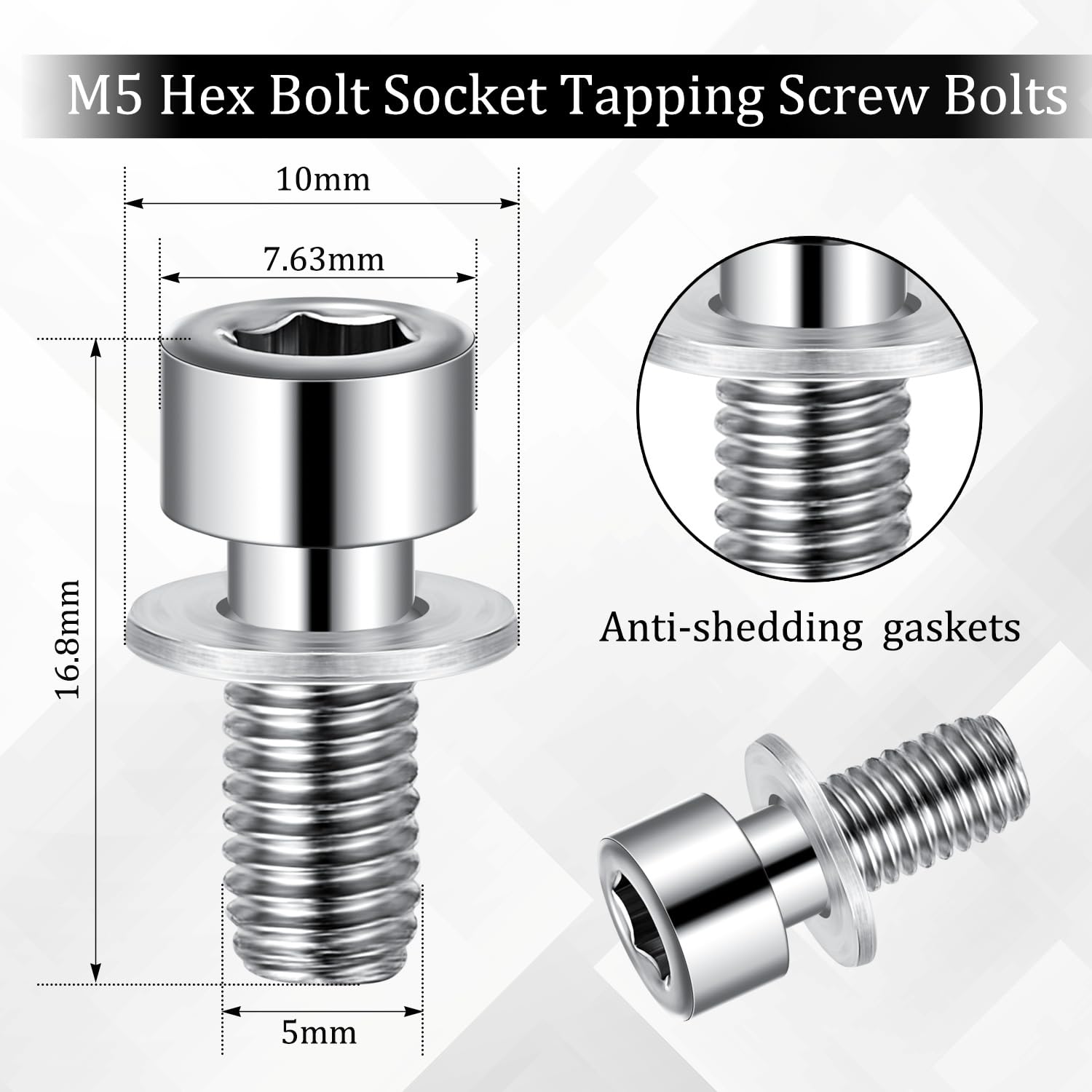 6 Pièces Vis M5x25mm Hex Socket Titanium Alliage Vélo Bouteille Support - Accessoire Robuste