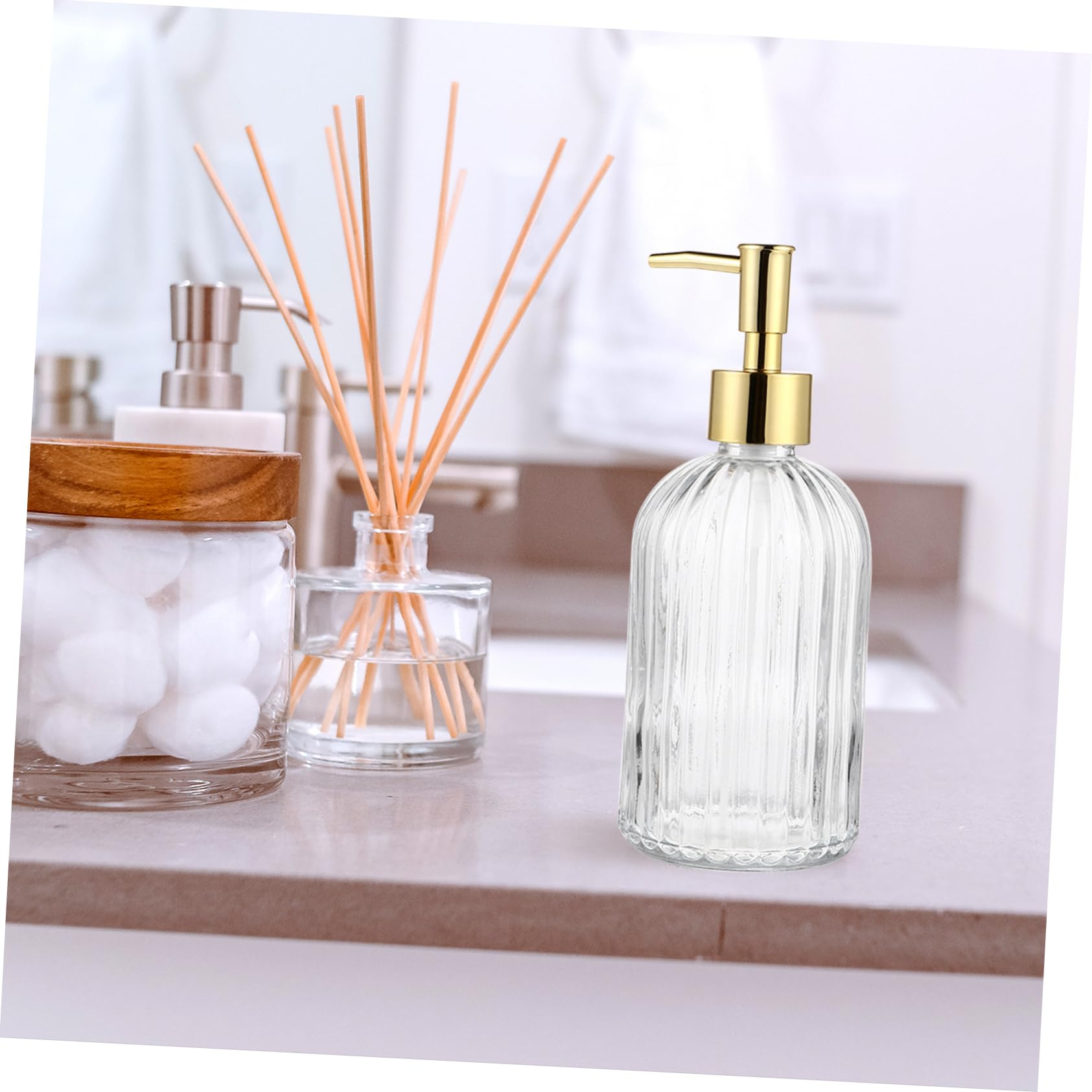 WOONEKY Set Di 2 Flaconi Dispenser Per Lozione Flacone Con Pompa Per Shampoo Flacone Dispenser Con Pompa Capacità 400 Ml in Facile Da Riempire