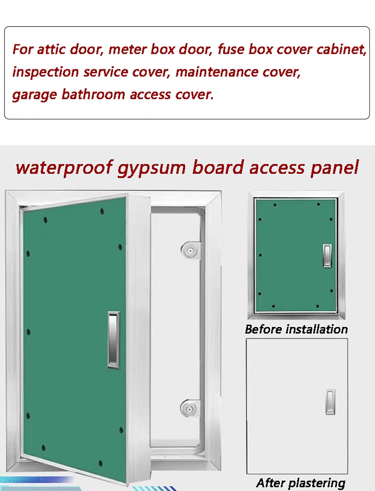 Panel de Acceso Impermeable para Placas de Yeso, Caja de inspección de hidrante contra Incendios empotrada, Puerta de Acceso Resistente al Fuego, Panel de Puerta de Pozo mecánico (60x180cm/2