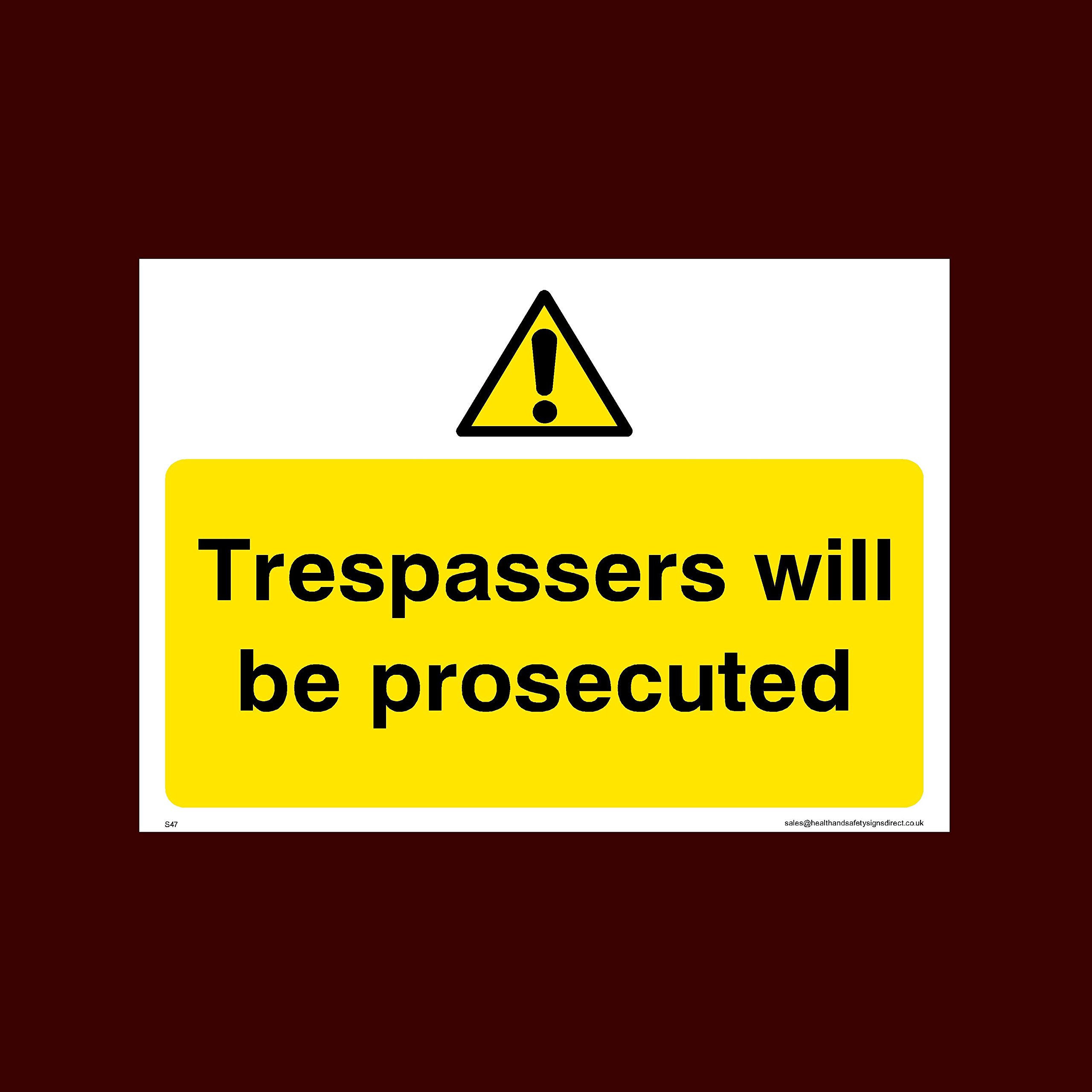 Ussp&S Trespassers Will Be Prosecuted Plastic Sign (S47) - Cctv, Security, Warning, Alarmed, Surveillance, Camera, Dogs, Premises