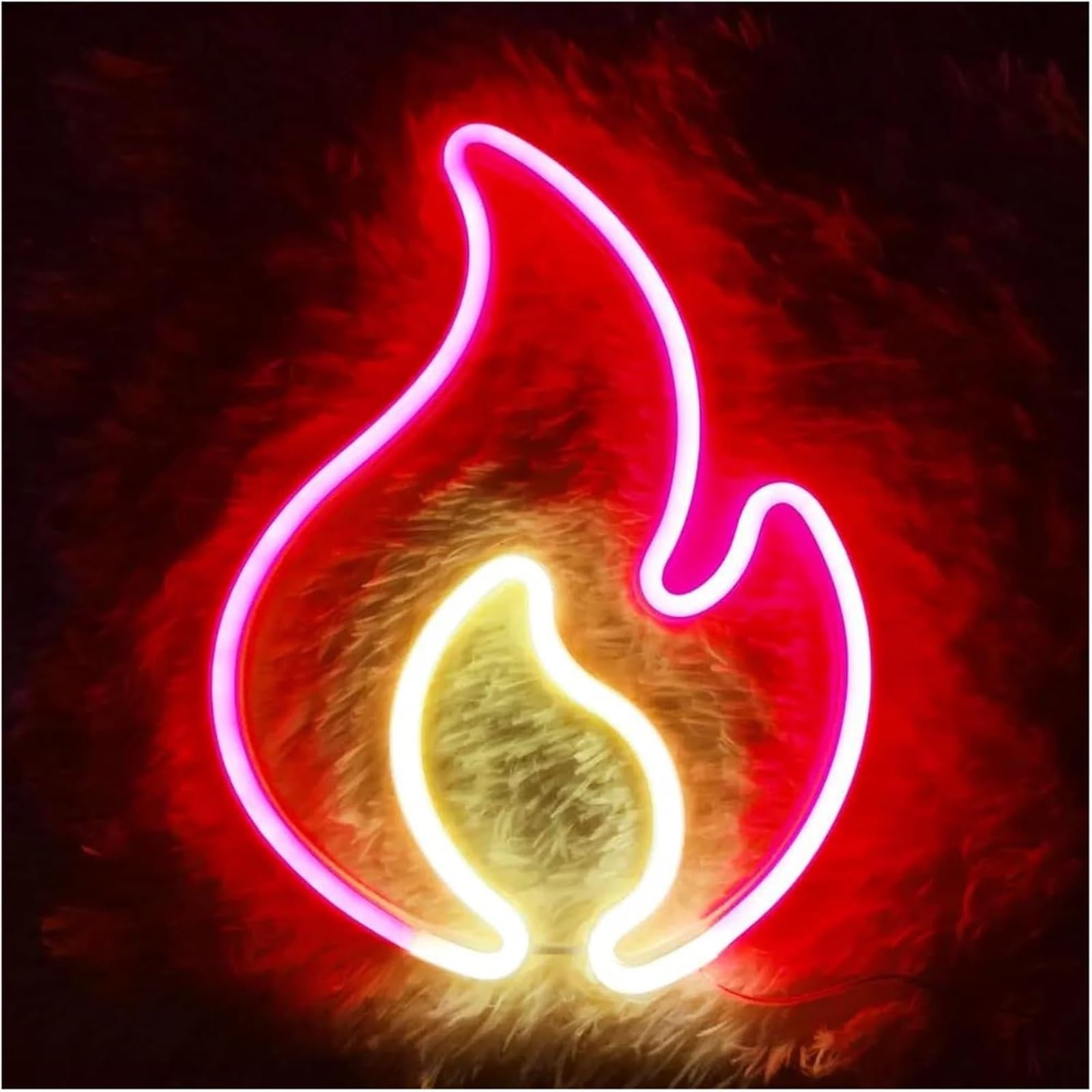 Lettere colorate, illuminazione interna, fiamma per insegna al neon, pannello luminoso per cameretta dei bambini