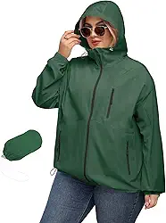 Casaco de chuva feminino plus size com capuz, impermeável, leve, embalável, para uso externo, GG-5GG
