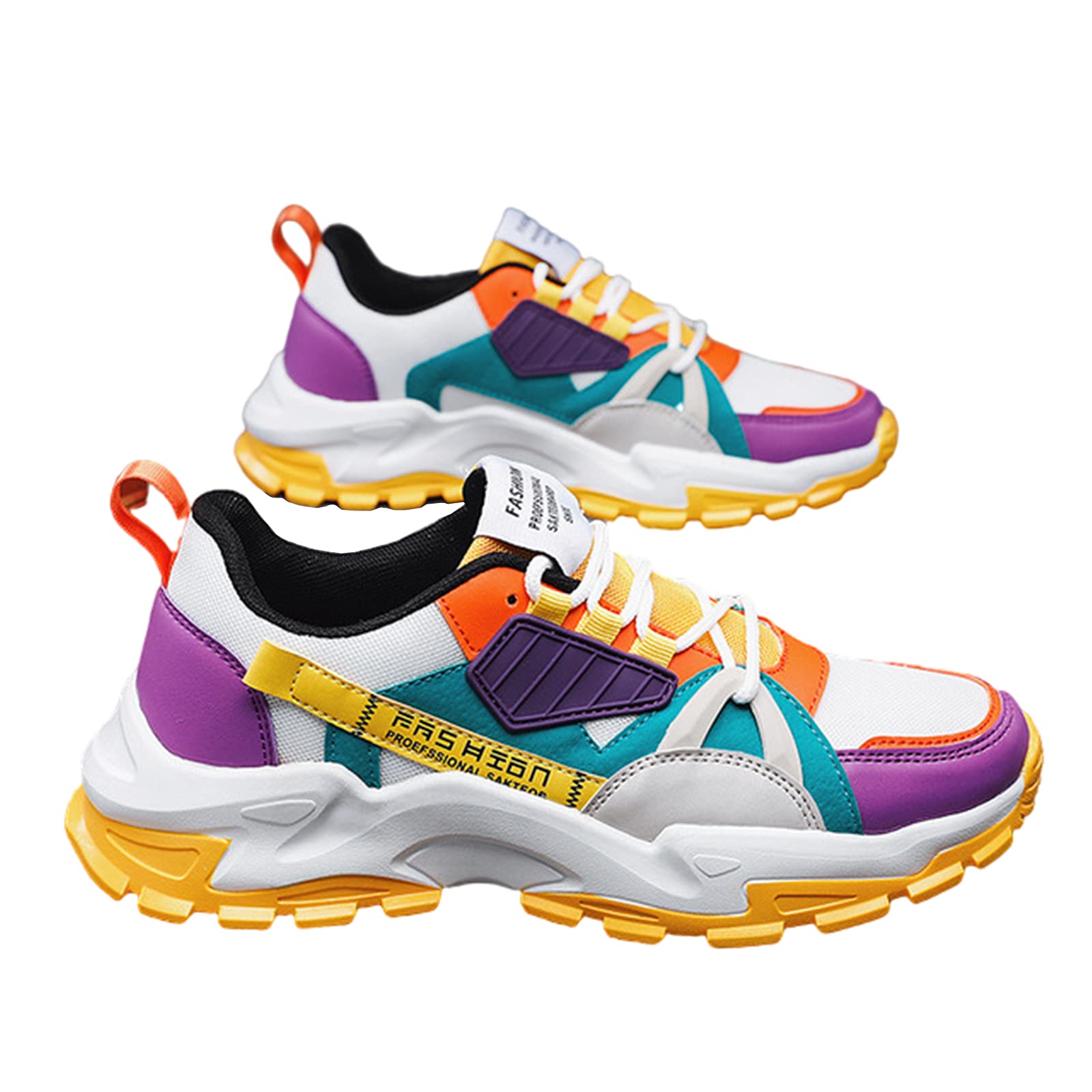 FloetteMen's Color Block Fashion Sneakers Walking Casual Athletic Shoes Chunky Platform Sneakers
