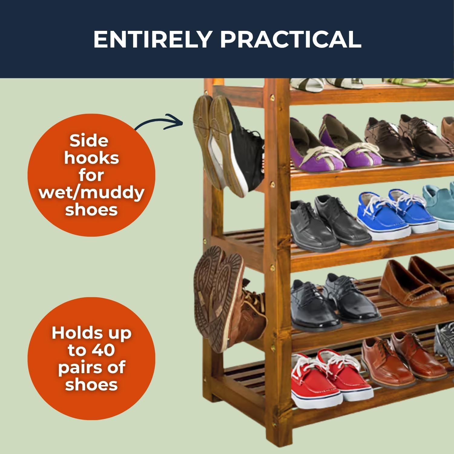 Casaria® Zapatero 5 Baldas Estantería Organizador Zapatos 95x26x82cm Madera Acacia Certificado FSC® Entrada Pasillo