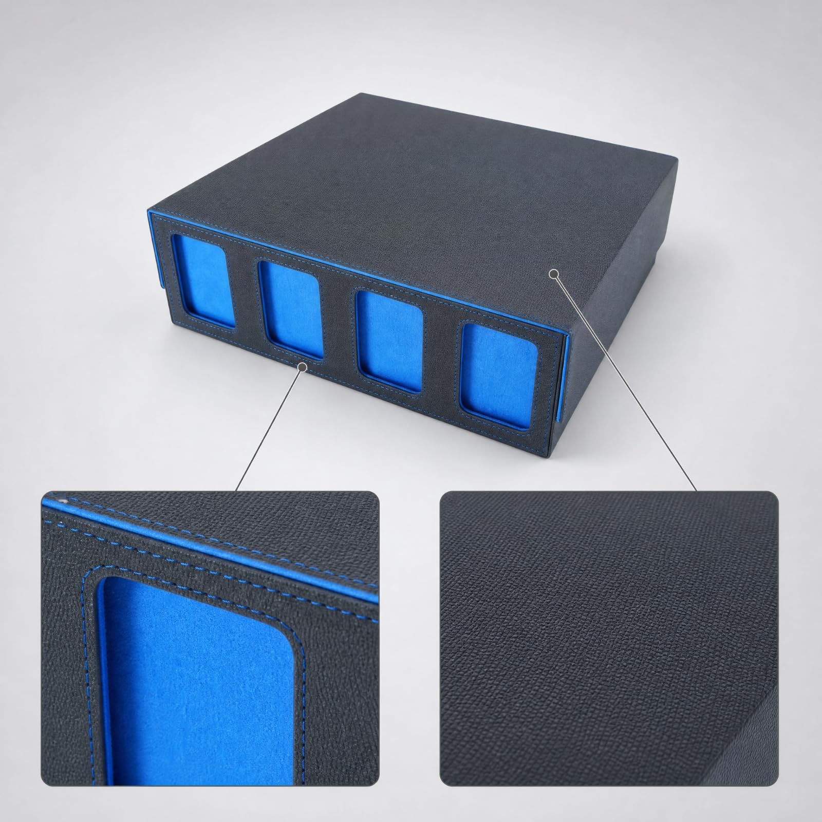 Organizador Tarjetas Ahorra Espacio Caja Cartas con Tapa Abatible y s Portátil, Negro+Rojo
