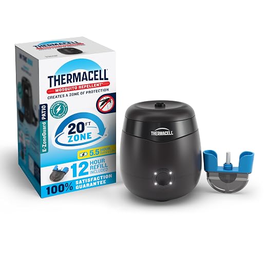 Thermacell E55 E-Series Rechargeable Mosquito Repeller with 20’ Mosquito Protection Zone; Graphite; Includes 12-Hr Repellent Refill; Bug Spray Alternative; Scent Free; No Candle or Flame