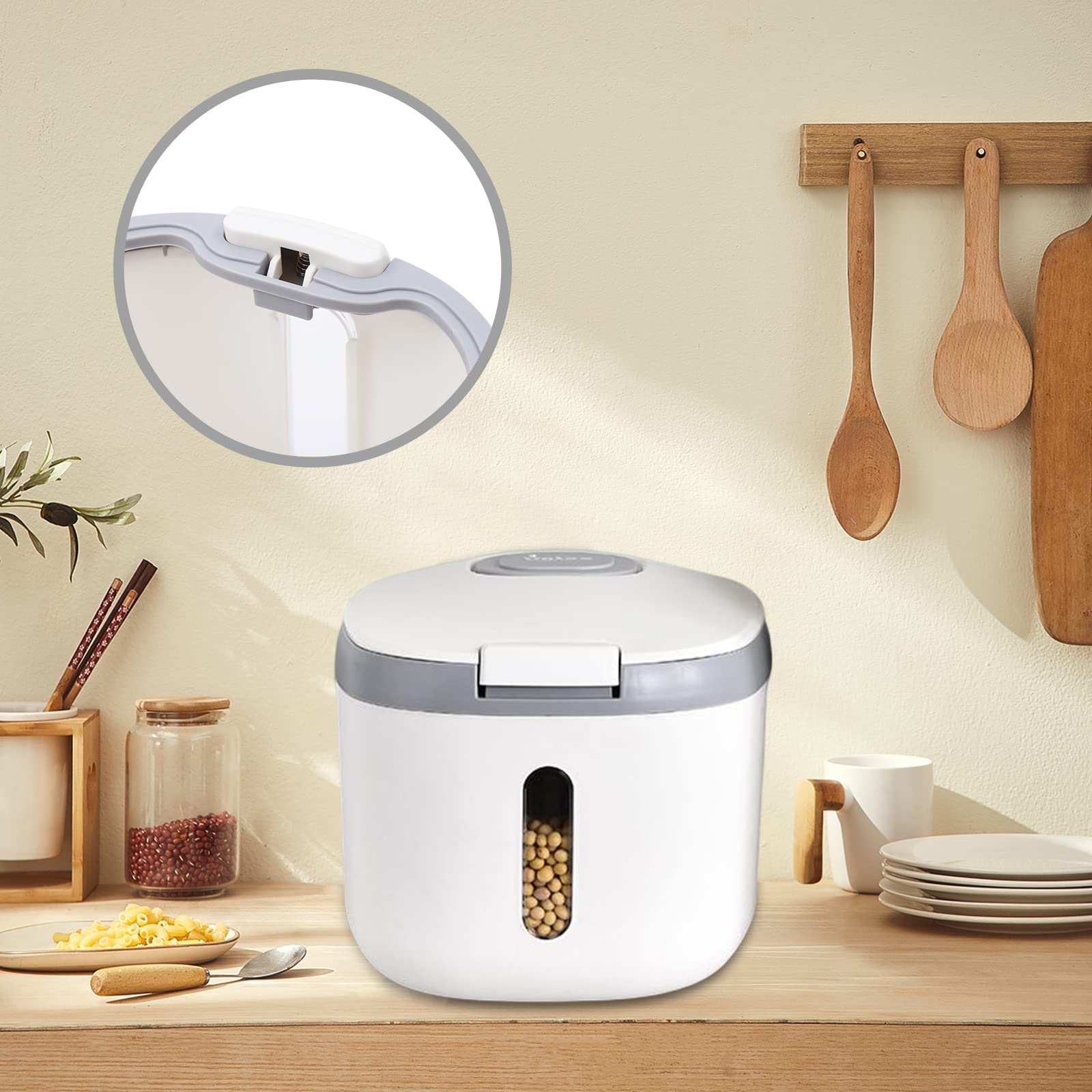 Cocoarm Dispenser Per Riso Da 5 Kg – Contenitore Sigillato A Prova Di Umidità Con Misurino E Coperchio Ermetico