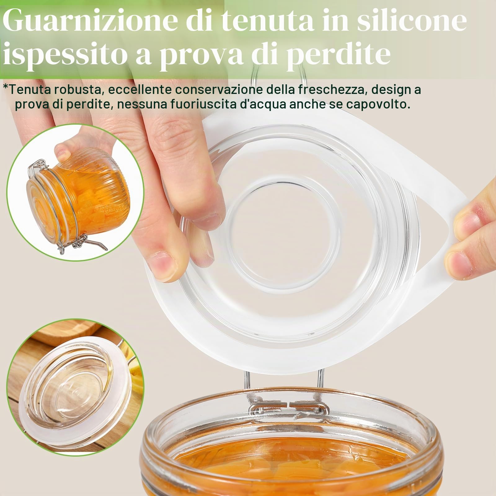 6 Barattoli Ermetici A Clip Da 500ml, Barattoli Ermetici Per Alimenti Con Etichette, Anello Di Gomma Barattoli Vetro Con Coperchio Per Vasetti Marmellata Cereali, Chicchi Di Caffè, Spezie