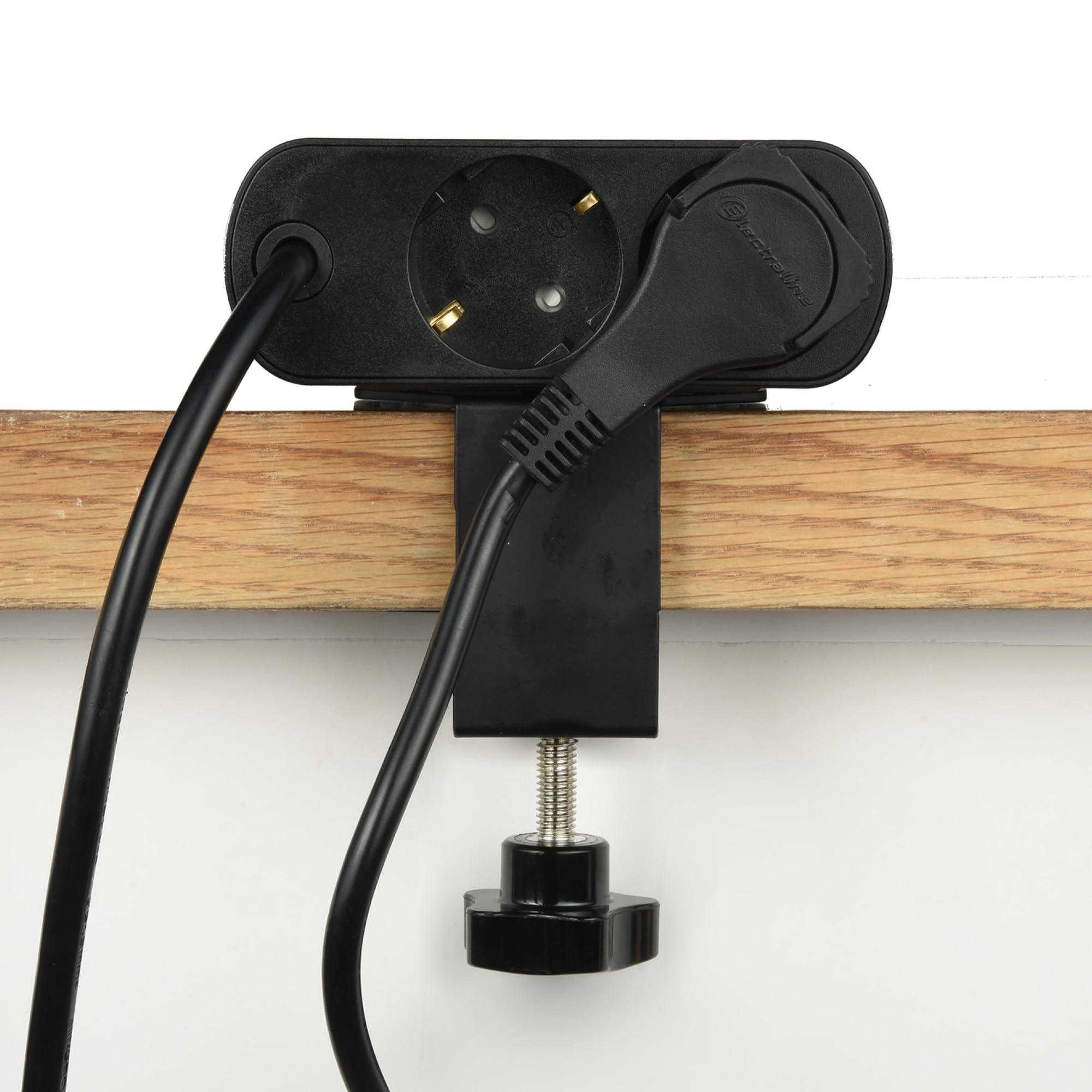 Electraline 62584 Regleta Base Multiple de Escritorio/Mesa de trabajo Electradock 2 Tomas Schuko + 1 USB-A + 3 USB C 65W PD Power Delivery, Cable H05VV-F 3G1.5 Longitud 2M, Enchufe Schuko