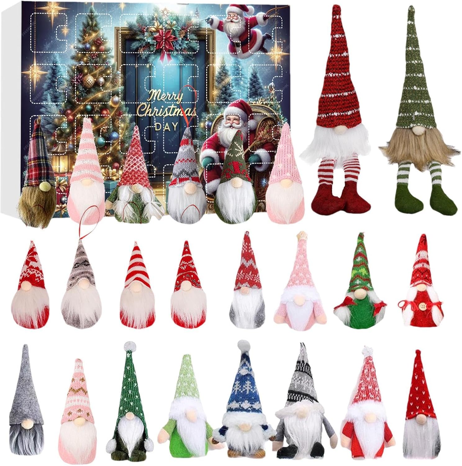 クリスマスカウントダウンオーナメント | アクリル製アドベントノームカレンダー,24日間の祭典装飾オーナメント ホリデーシーズン用