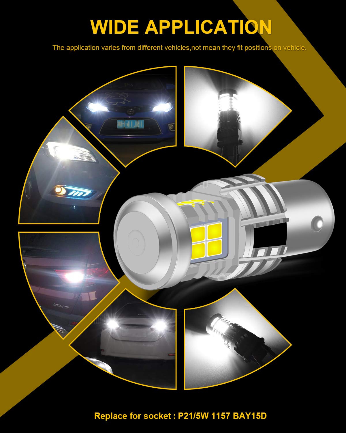 KATUR 1157 BAY15D P21/5W 1034 Bombillas LED Superbrillantes 12pcs 3030 y 8pcs 3020 Chips Canbus Error Señal de Giro Libre Freno Trasero Cola de estacionamiento Luces,Xenón Blanco(Paquete de 2)
