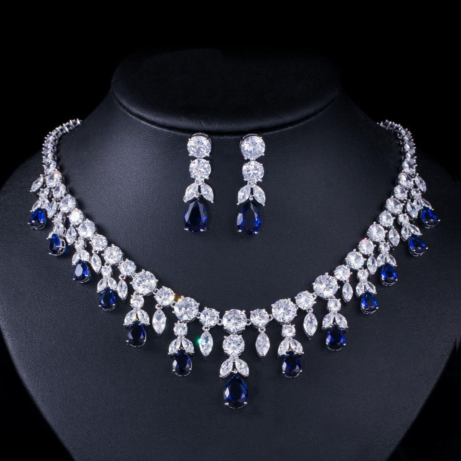 Set di gioielli da sposa per donna, collana AAA + zircone set di gioielli anallergici regalo di compleanno per fidanzamento matrimonio, set di gioielli da sposa per donna per festival