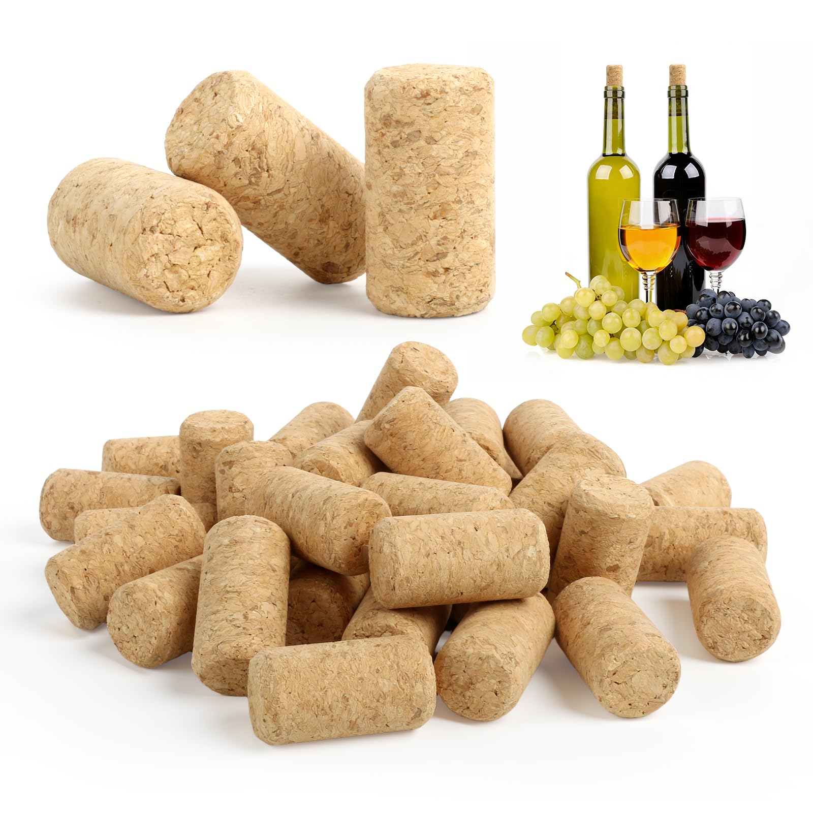 60 Pcs Wine Corks 21×40mm Natural Wood Wine Cork Wooden Bottle Corks Unprinted Cork Stopper for Crafts Bottle Stoppers with Good Sealing for Beer Liquor Bottles DIY Projects Home Brewing