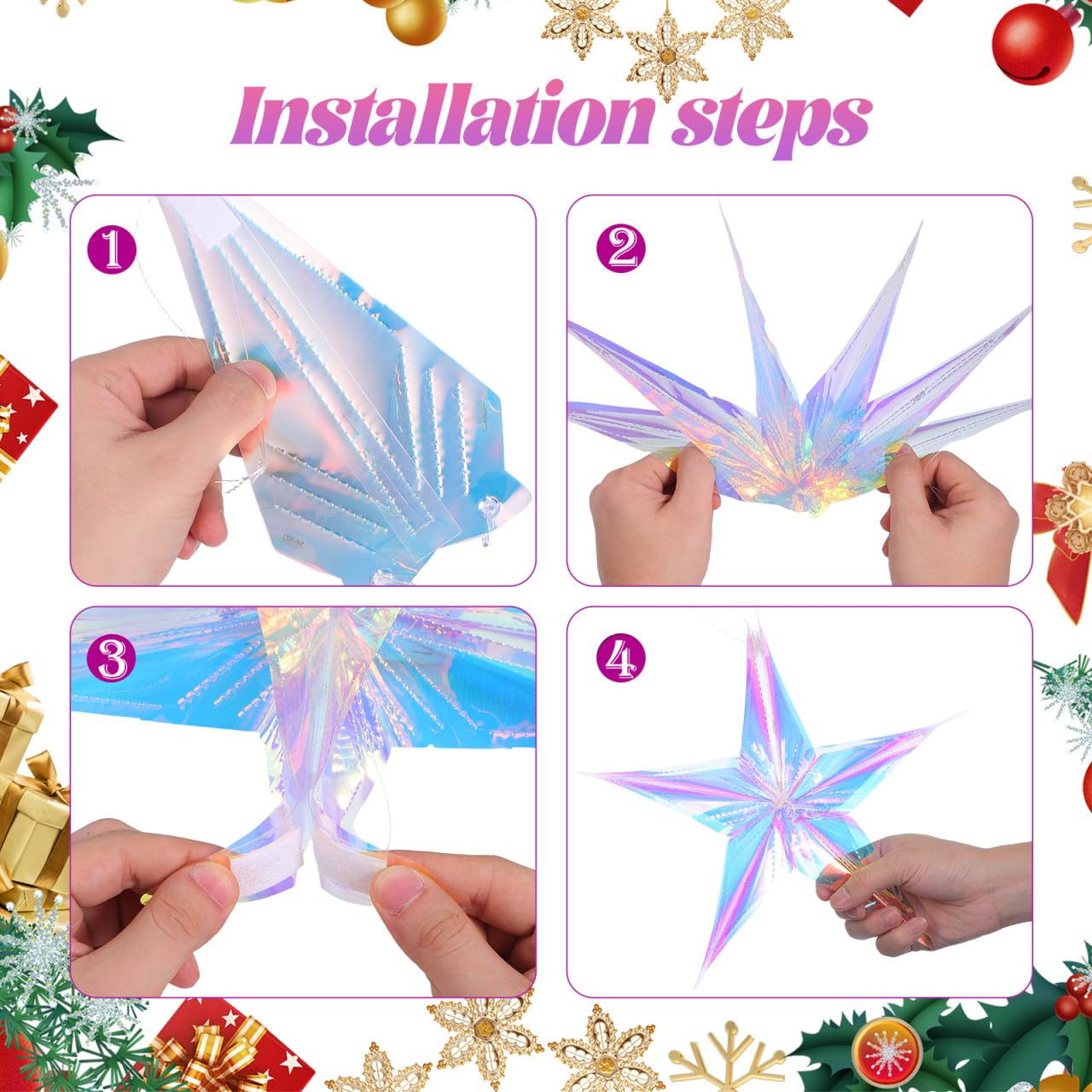 Amosfun 3pezzi Pendenti Forma Di Stella Iridescenti Per Decorazioni Da