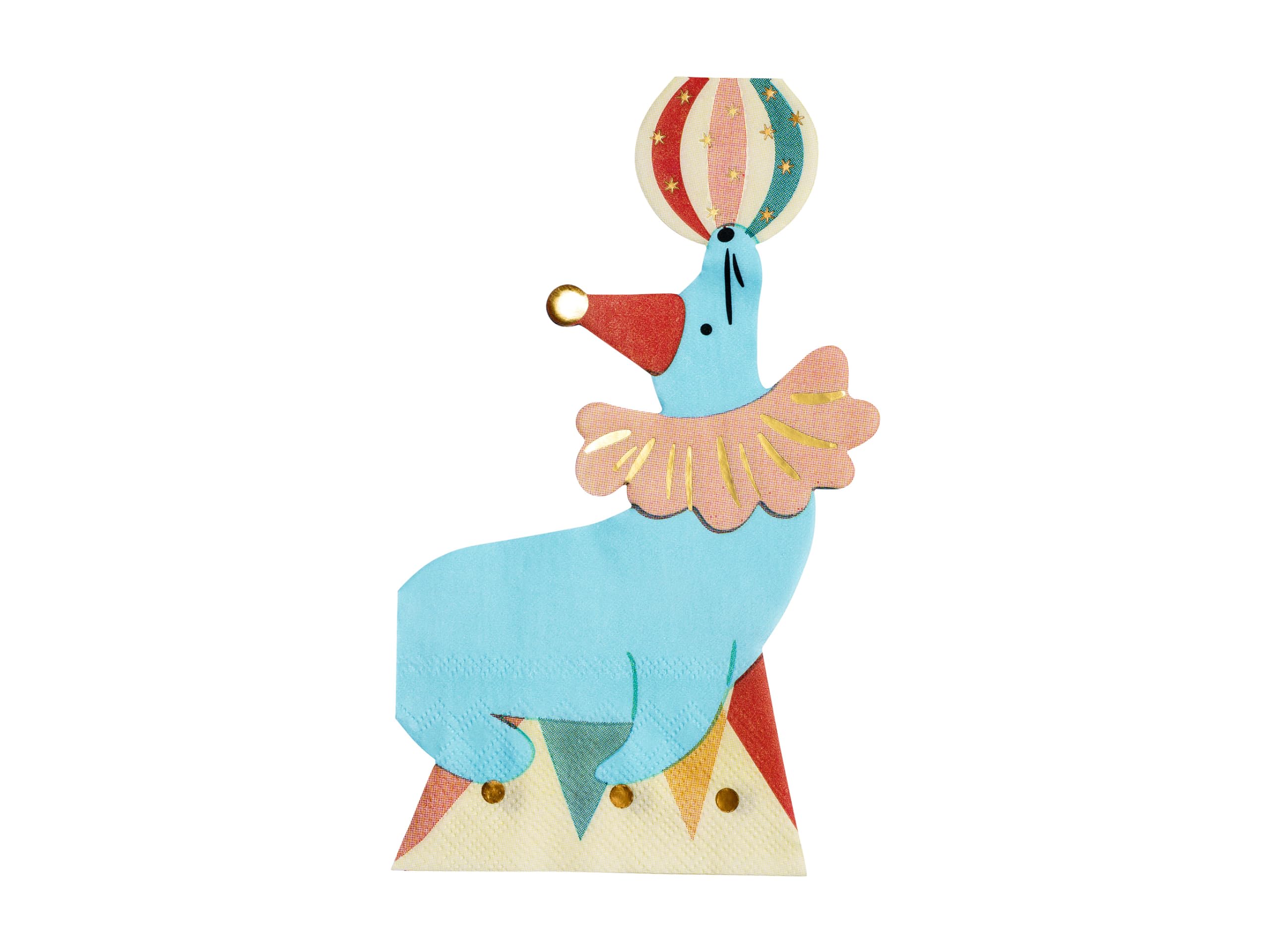 Partydeco Blue Seal Shape Paper Napkins – Circus Funfair Partyware, Pack Of 12 Fun Napkins For Circus-Themed Celebrations
