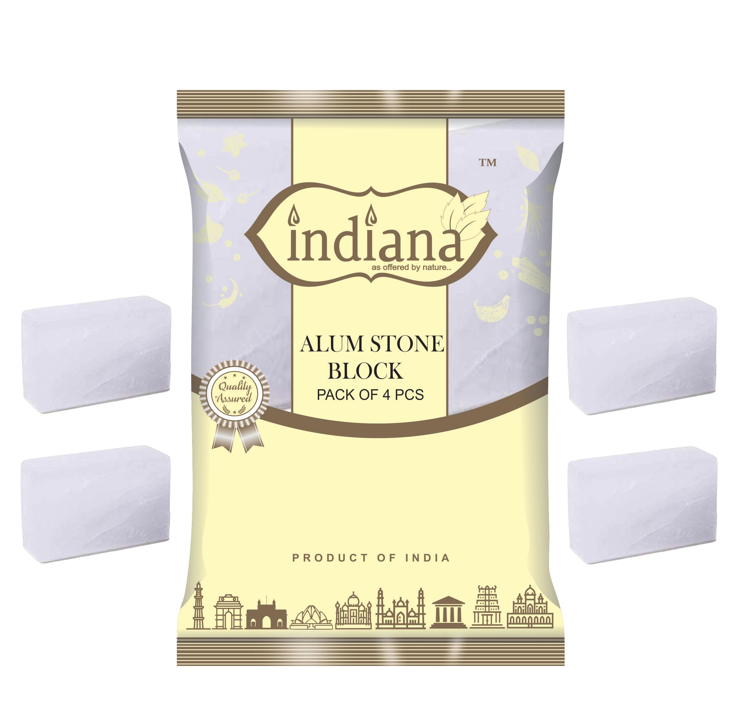 Indiana as offered by nature Alum Stone Brick For Skin (Pack Of 4 Pcs)- Fitkari Stone - White Crystal Stones - For Shaving Waxing And Glowing Skin - Phitkari Stone (B0CM28T5G5) Amazon Price History, Amazon Price Tracker