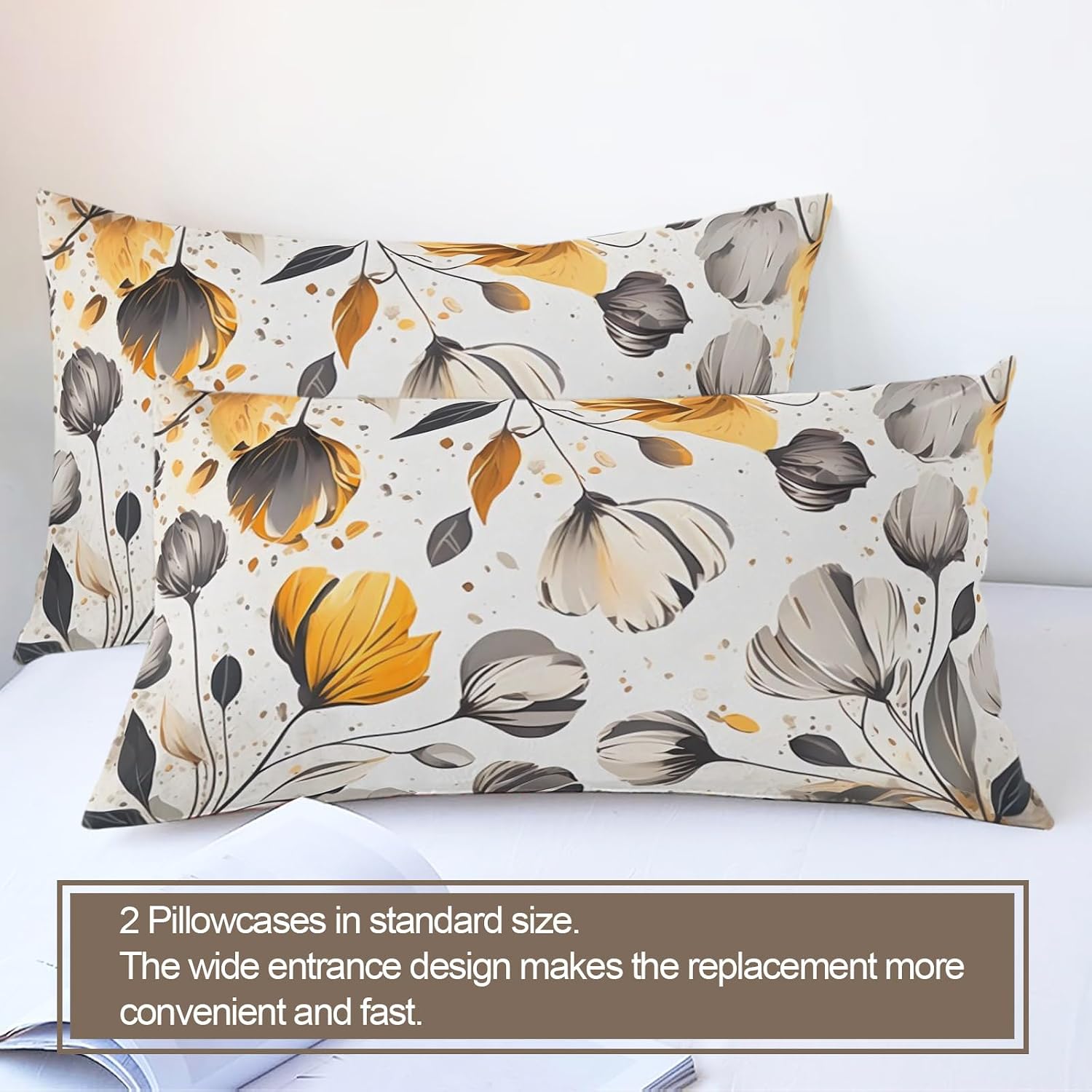 Florals Duvet Cover Twin Size, Flowers Bedding Modern Minimalism Decorative Kids' Duvet Cover Sets Ultra Soft Bedding Set with Zipper Closure for Kids Room Teen Bed Decor