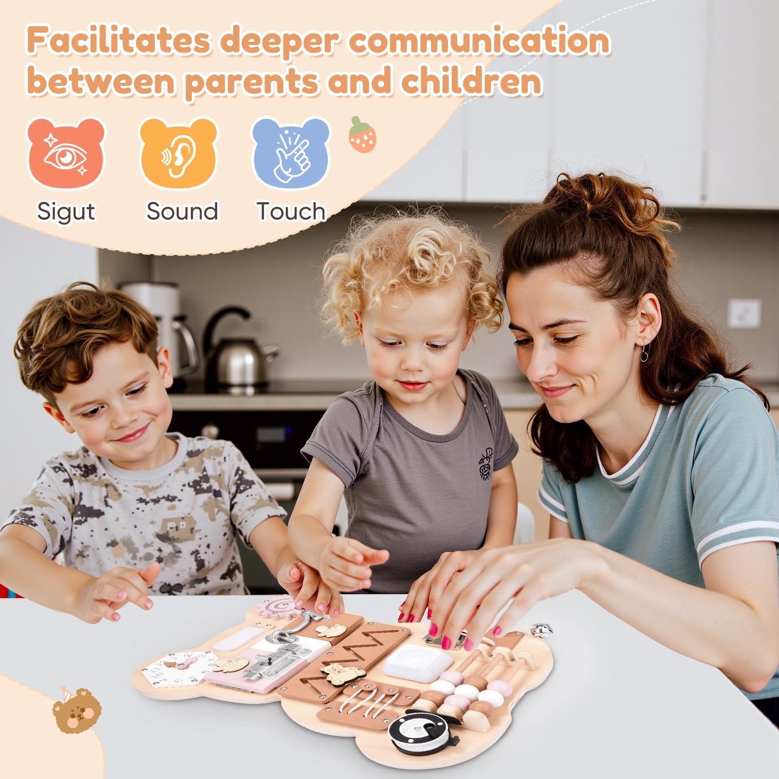 Busy Board per Bambini Pannello Sensoriale Montessori Tavole Montessori in Legno per l'apprendimento delle Abilità di Vita per 1-6 Regalo Bambini e Bambine