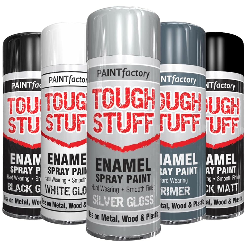 AlezyB - 1 x Enamel Silver Gloss 400ml Tough Stuff Hard Wearing Smooth Aerosol for Metal Wood Plastic