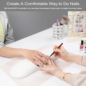 Nail Arm Rest with Mat, Nail Cushion Hand Rest Professional Nail Tech Arm Rest Stand Manicure Hand Pillow for Nail Techs (White)